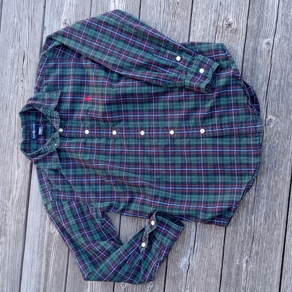 Polo by Ralph Lauren Boy's Blue and Green Plaid Shirt